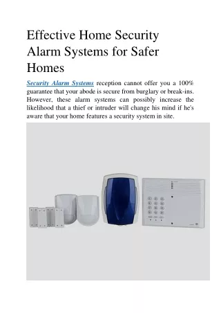 effective home security alarm systems for safer
