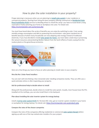 how to plan the solar installation in your