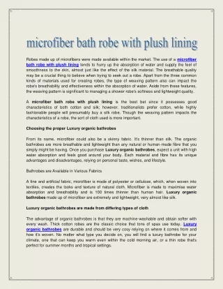 microfiber bath robe with plush lining