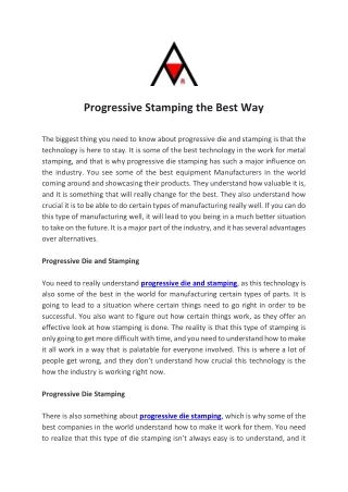 progressive stamping the best way