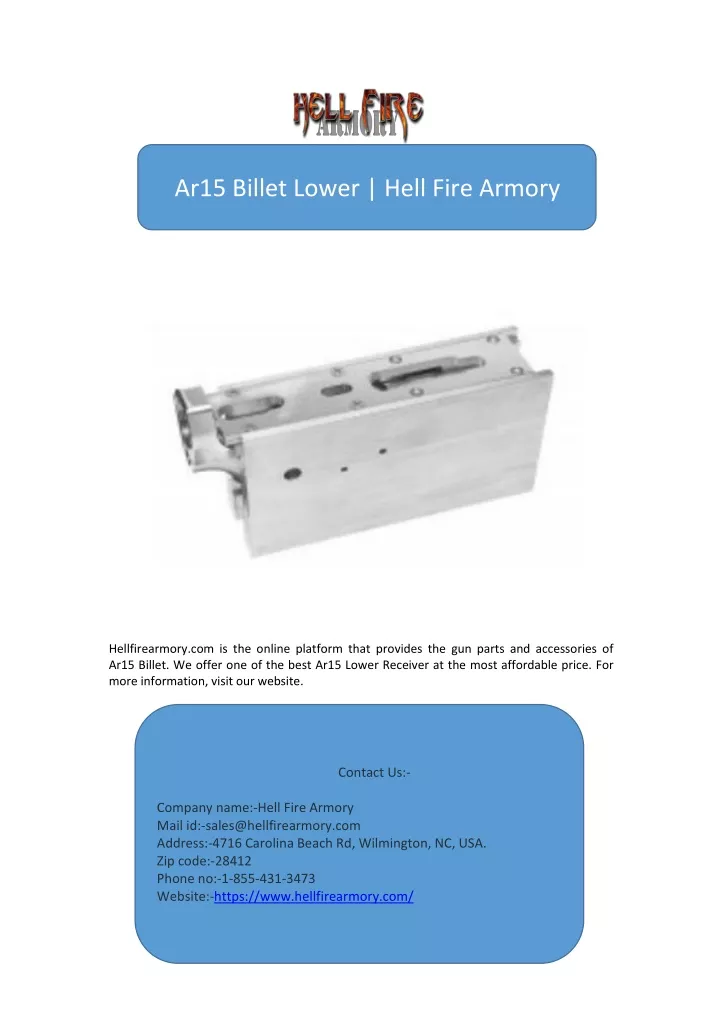 ar15 billet lower hell fire armory