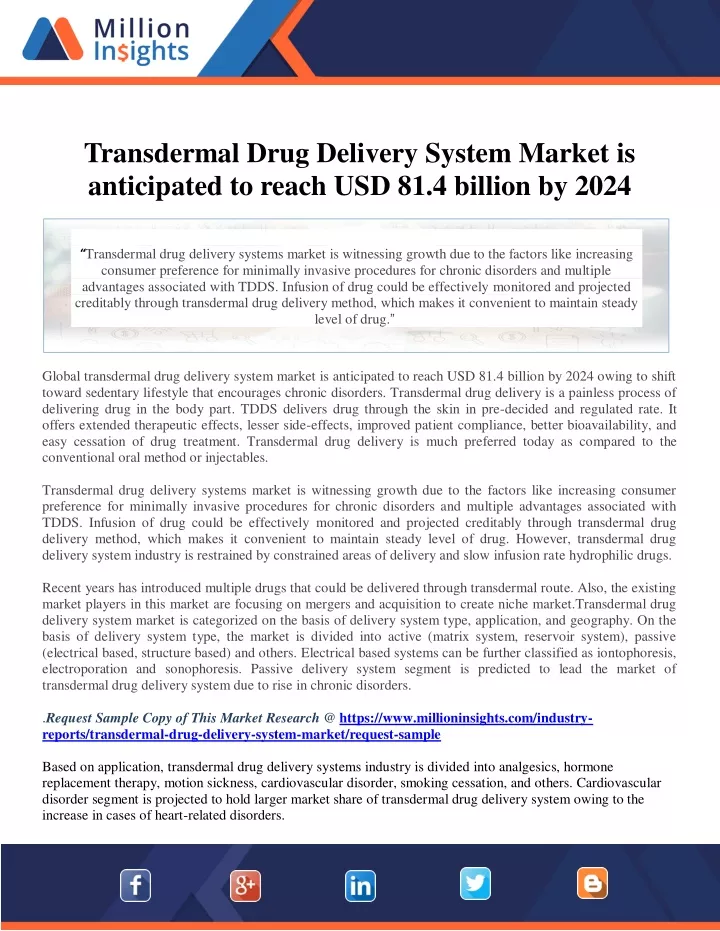 transdermal drug delivery system market
