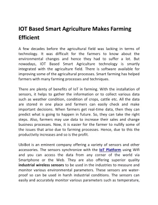 iot based smart agriculture makes farming