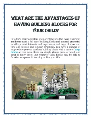 Advantages of having Building Blocks for Your Child