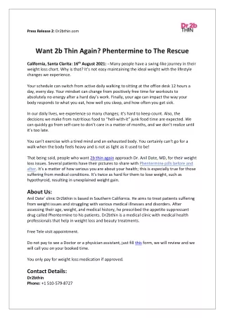 press release 2 dr2bthin com