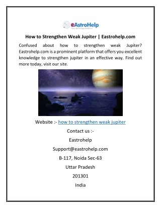how to strengthen weak jupiter eastrohelp com