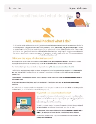 AOL email hacked what do i do | AOL email hacked