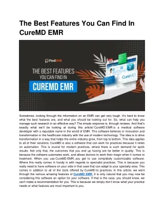 The Best Features You Can Find In CureMD EMR