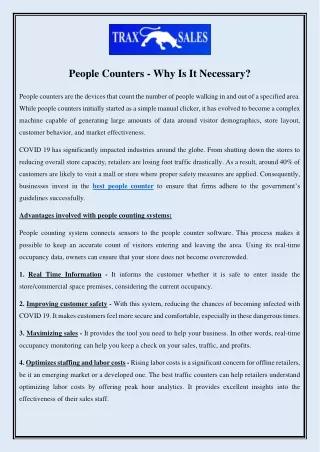 People Counters - Why Is It Necessary