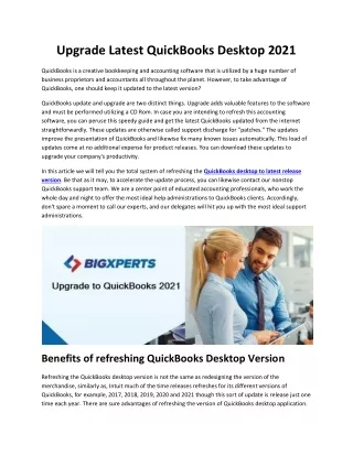 Upgrade Latest QuickBooks Desktop 2021