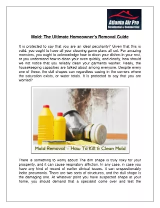 Mold The Ultimate Homeowner's Removal Guide