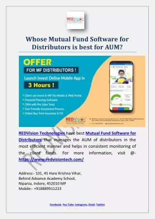 whose mutual fund software for distributors