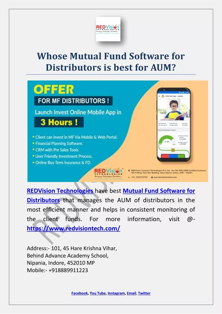 whose mutual fund software for distributors