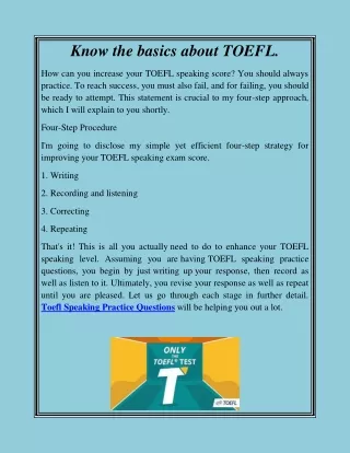 Know the basics about TOEFL