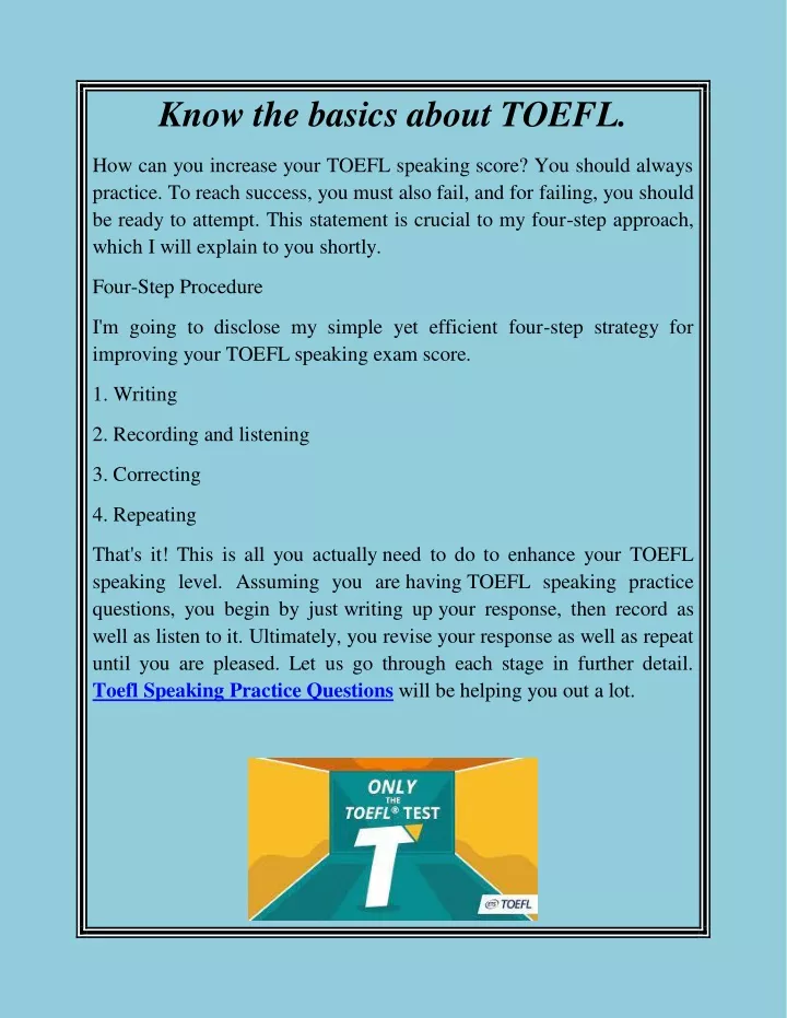 know the basics about toefl