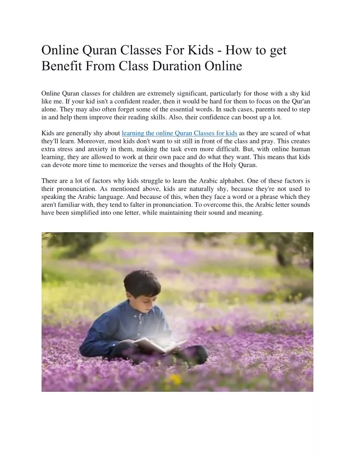 online quran classes for kids how to get benefit