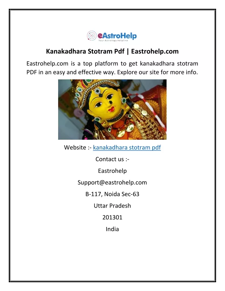 kanakadhara stotram pdf eastrohelp com