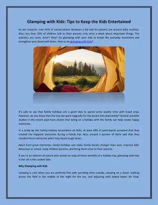 Glamping with Kids Tips to Keep the Kids Entertained