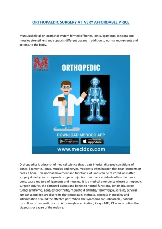 ORTHOPAEDIC SURGERY AT VERY AFFORDABLE PRICE
