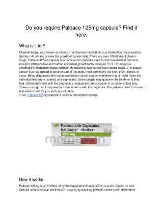 do you require palbace 125mg capsule find it here