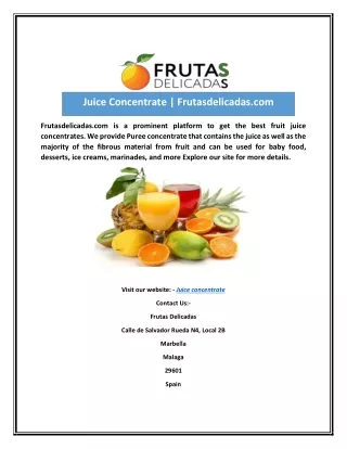 Juice Concentrate | Frutasdelicadas.com