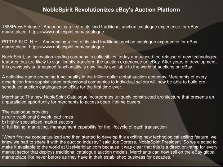 noblespirit revolutionizes ebay s auction platform