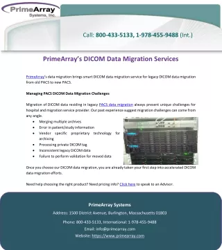 PrimeArray’s DICOM Data Migration Services