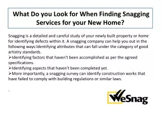 What Do you Look for When Finding  Snagging Services for your New Home?