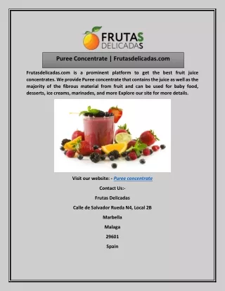 Puree Concentrate | Frutasdelicadas.com