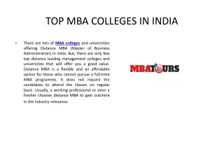 TOP DISTANCE MBA COLLEGES IN INDIA