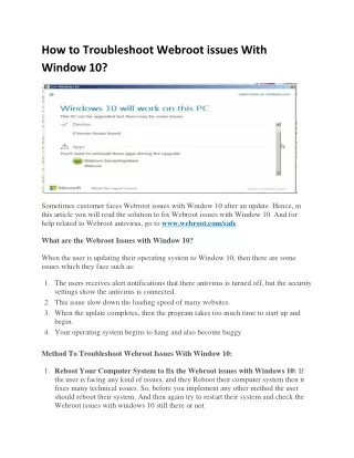 how to troubleshoot webroot issues with window 10