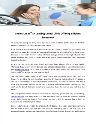 smiles on 35 th a leading dental clinic offering