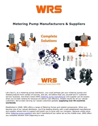 Metering Pump Supplier - WRS PTE LTD