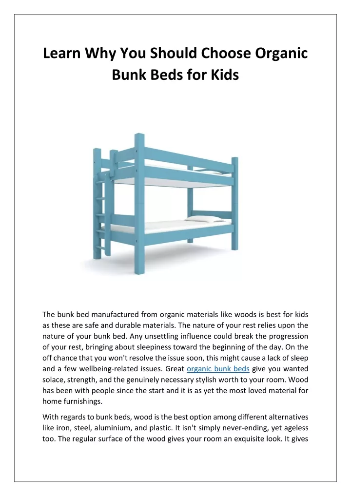 learn why you should choose organic bunk beds