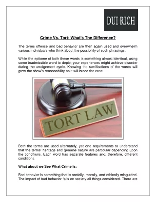 Crime Vs. Tort What's The Difference