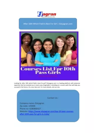 After 10th Which Field Is Best For Girl | Edujagran.com
