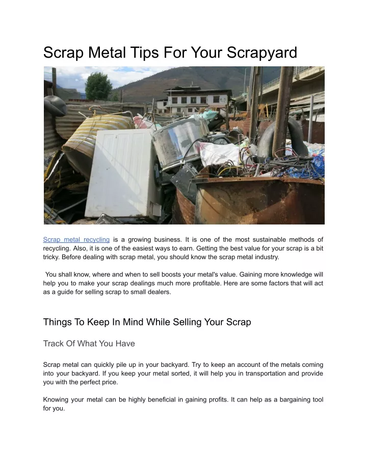 scrap metal tips for your scrapyard