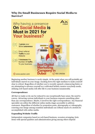 why do small businesses require social media