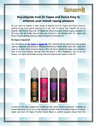 buy eliquids from dr vapes and donut king