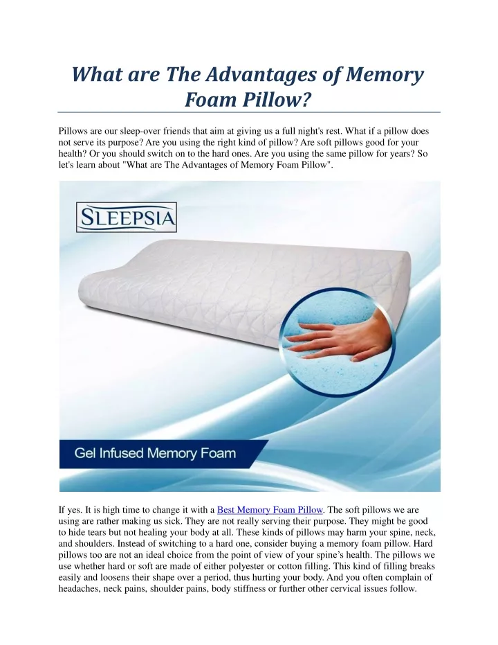 what are the advantages of memory foam pillow