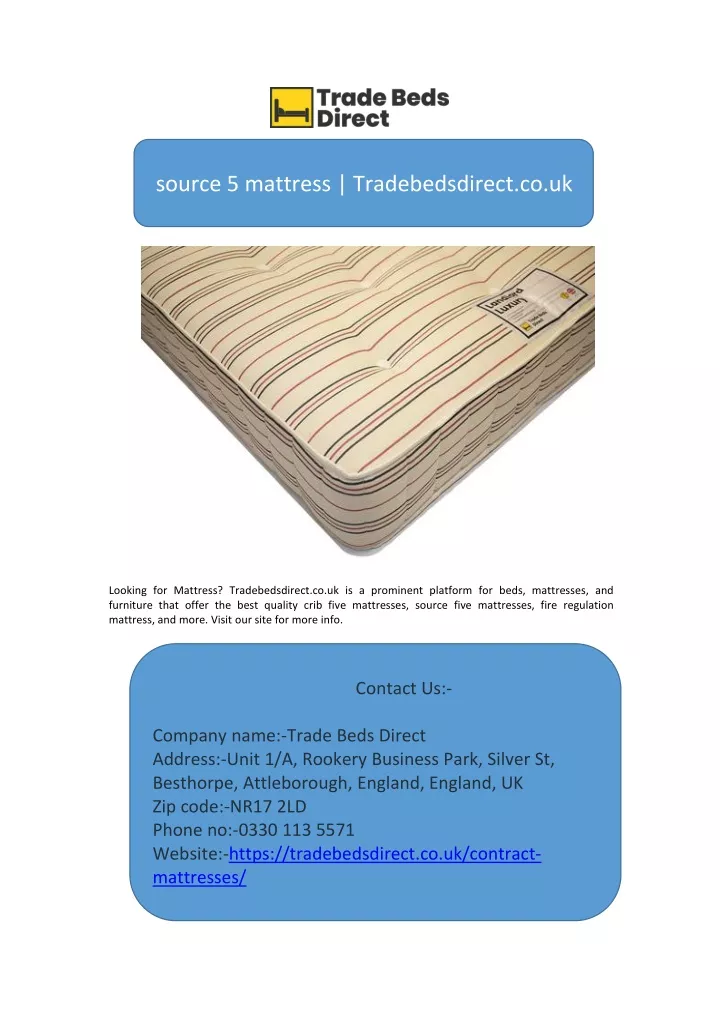 source 5 mattress tradebedsdirect co uk