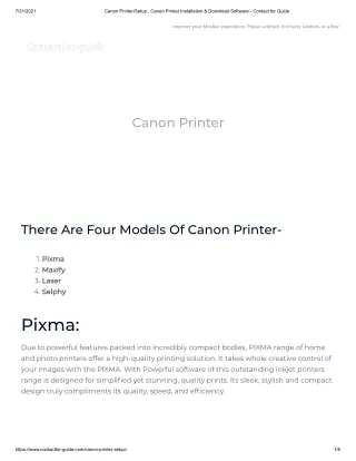 Canon Printer_Setup , Canon Printer Installation & Download Software - Contact for Guide