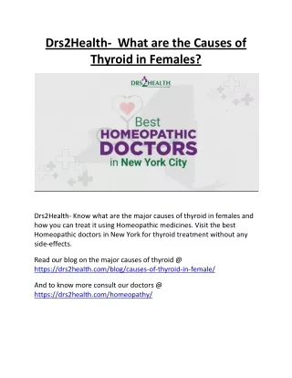 Drs2Health What are the Causes of Thyroid in Females
