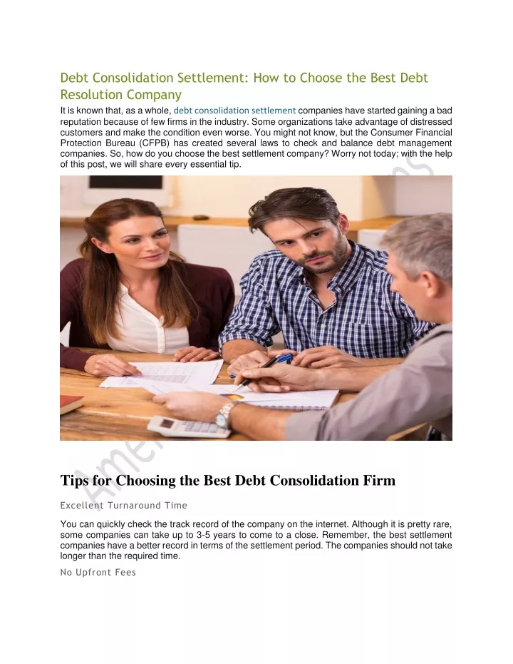 debt consolidation settlement how to choose