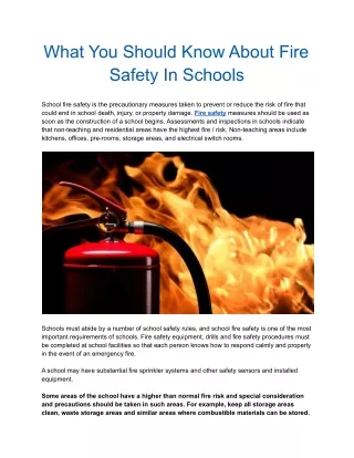 What You Should Know About Fire Safety In Schools