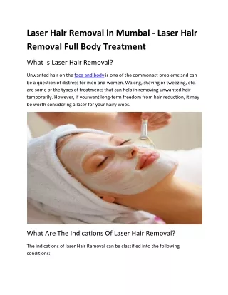 Laser Hair Removal in Mumbai - Laser Hair Removal Full Body Treatment