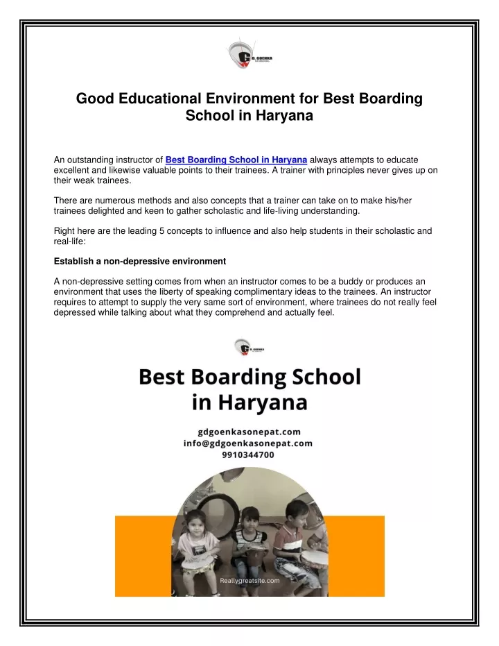 good educational environment for best boarding