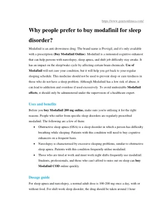 Why people prefer to buy modafinil for sleep disorder.