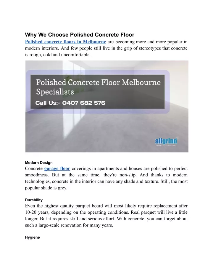 why we choose polished concrete floor polished