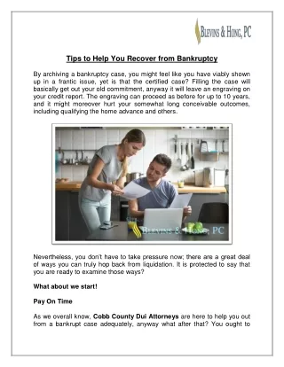 Tips to Help You Recover from Bankruptcy